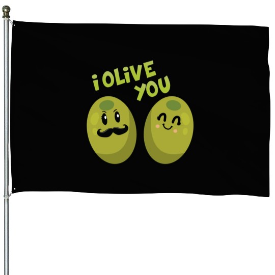 Green Olives Valentine Olive You House Flags