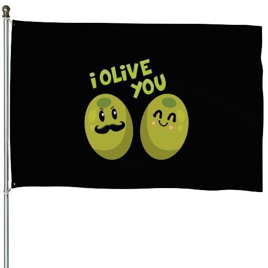 Green Olives Valentine Olive You House Flags