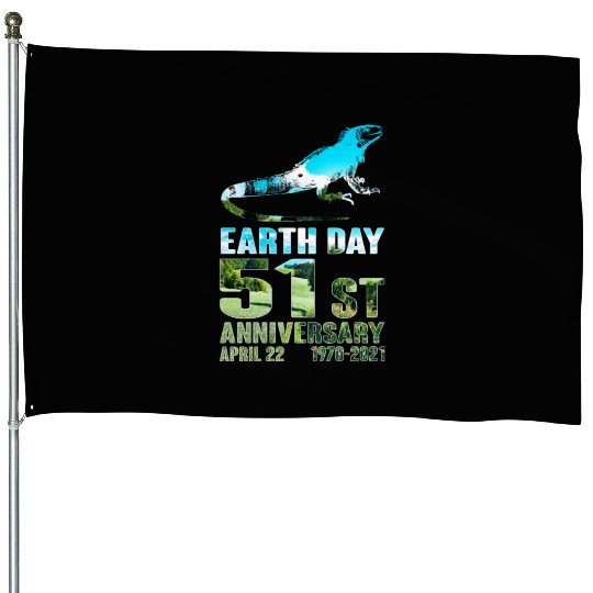 Earth Day 51st Anniversary April 22 Iguana Lover House Flags