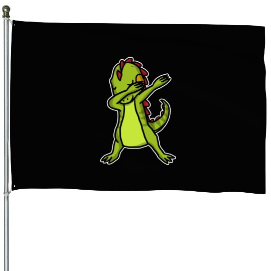 Funny Dabbing Iguana Dab Dance Reptile Lover House Flags