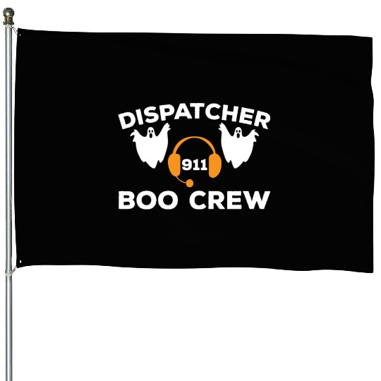 Funny Dispatcher 911 Boo Crew Spooky Halloween House Flags