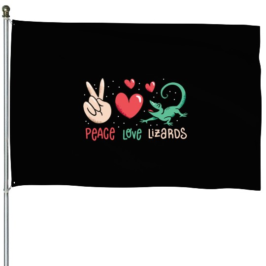 Peace love lizards cute lizard lover quote House Flags