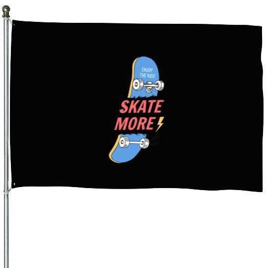 Blue Skate House Flags, bags, hats, mugs, sticker