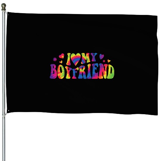 I Love My Boyfriend Groovy Red Heart My Boyfriend House Flags
