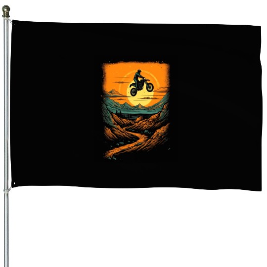 Dirt Bike Mountain Dirt Biking Motocross Biker House Flags