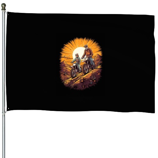 Dirt Bike Father Dad Son Motorcycle Riding House Flags