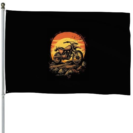 Dirt Bike Motorcycle Motorbike MX Biker Retro House Flags