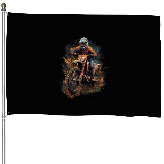 Dirt Bike Biker Motorcycle Mud Offroad Riding House Flags