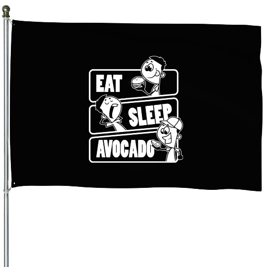 Eat Sleep Avocado Repeat Vegan Avocado Food Lover House Flags