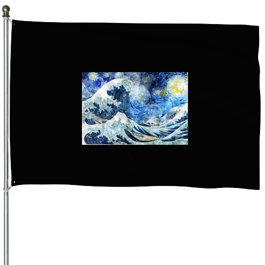 Great Wave During a Starry Night Click on Artist House Flags