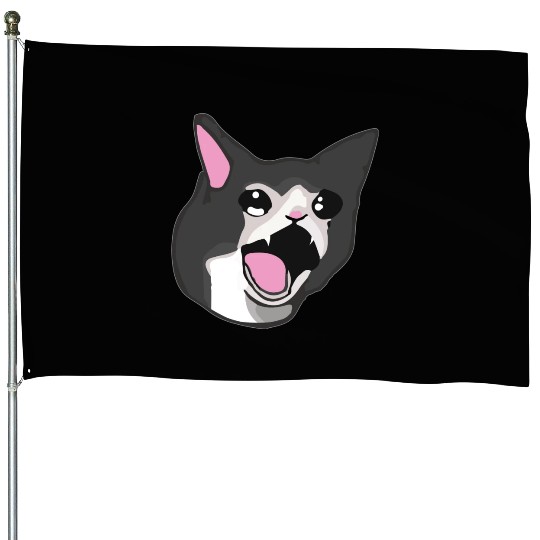 Yamero Crying Screaming Cat Meme Cute Japanese House Flags