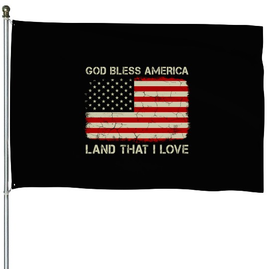 Old American Flag God Bless America Land That I Lo House Flags