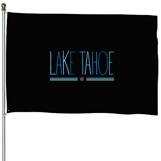 Lake Tahoe Winter Snowflake Blue Lettering House Flags