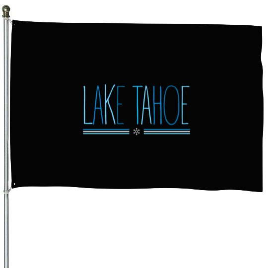 Lake Tahoe Winter Snowflake Blue Lettering House Flags