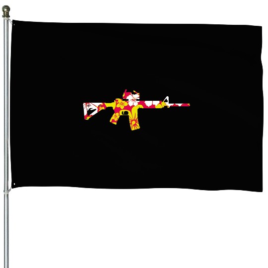 Tropical Gun Lover Firearm Beach House Flags
