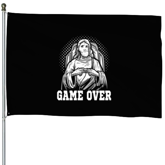 Gaming Jesus Game Over Gamer House Flags
