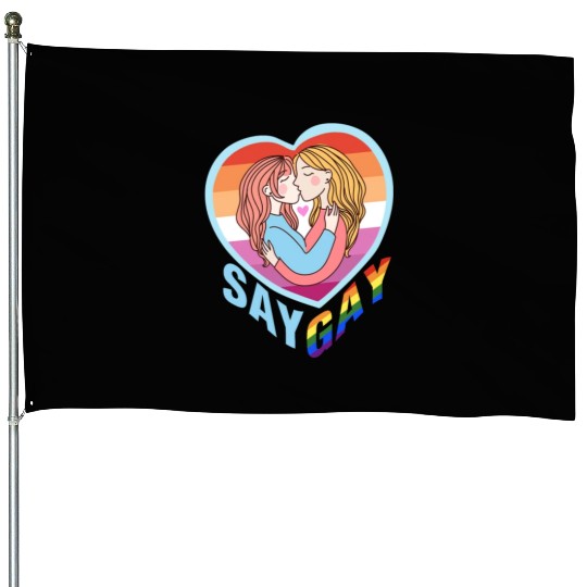 Say Gay Lesbian Couple House Flags