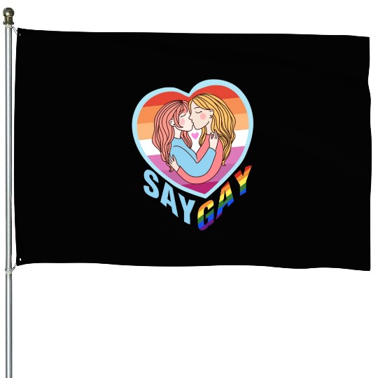 Say Gay Lesbian Couple House Flags