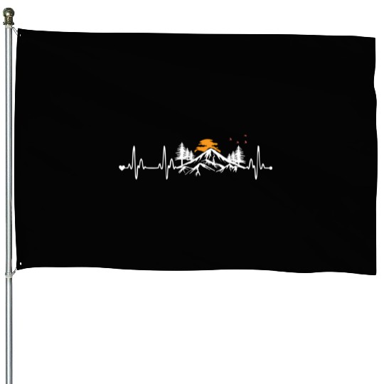 Mountain Heartbeat Mountain Hiking House Flags