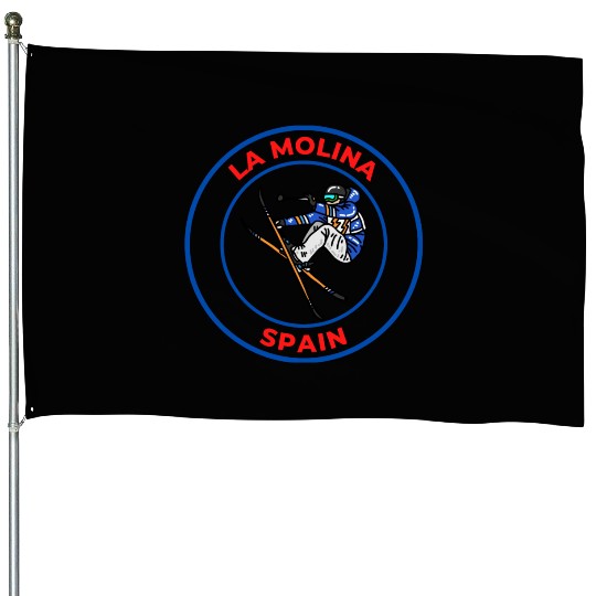 Retro Cool Skiing in La Molina Spain Souvenir House Flags