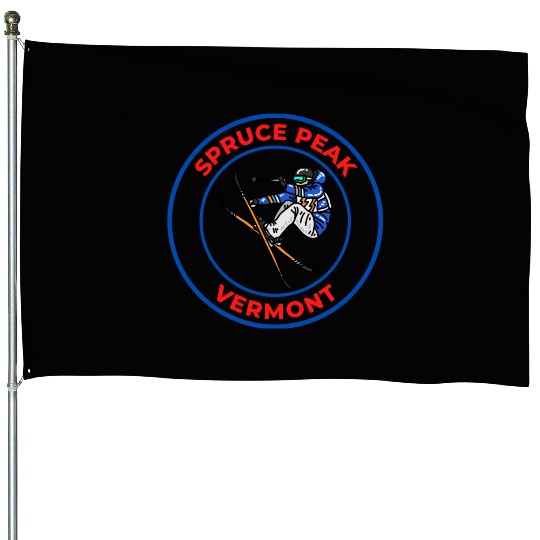 Retro Cool Skiing in Spruce Peak Vermont Souvenir House Flags
