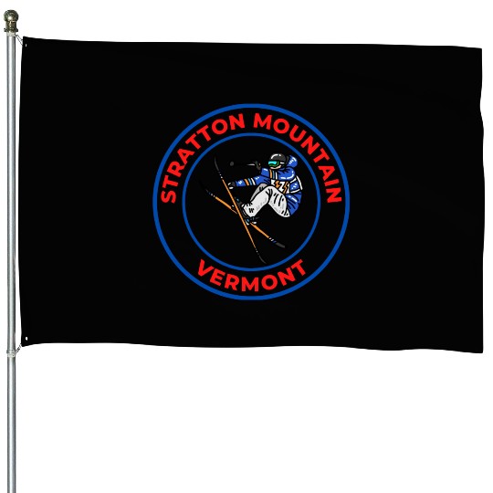 Retro Skiing Stratton Mountain Vermont Souvenir House Flags