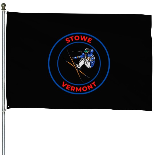 Retro Skiing in Stowe Vermont Holiday Souvenir House Flags