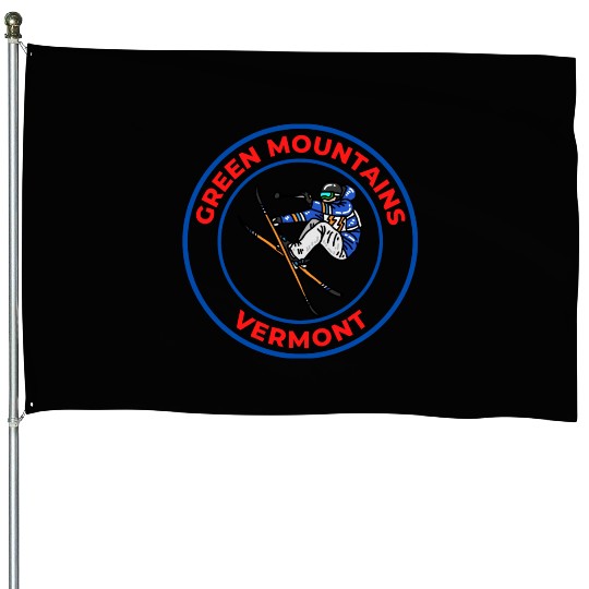 Retro Skiing in Green Mountains Vermont Souvenir House Flags
