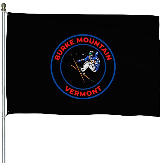 Retro Skiing in Burke Mountain Vermont Souvenir House Flags
