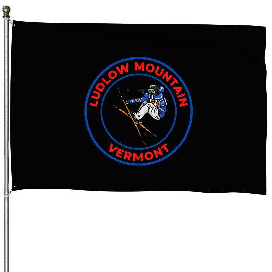 Retro Cool Skiing Ludlow Mountain Vermont Souvenir House Flags