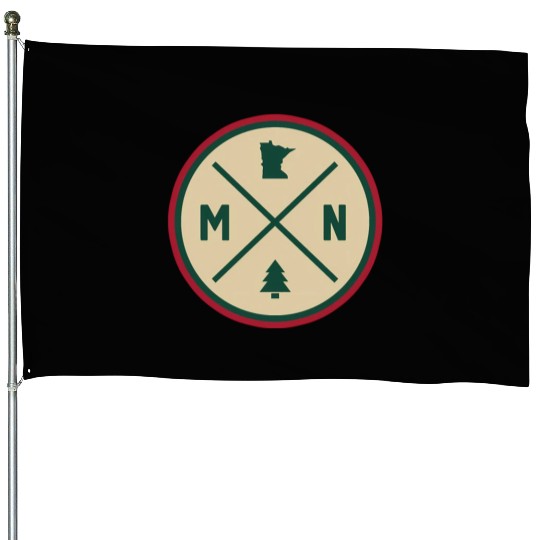 Minnesota Mn Circle Patch Red And Green House Flags