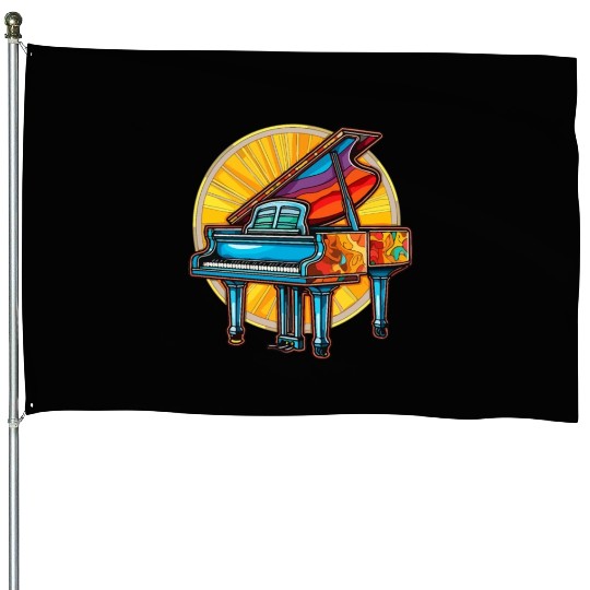 Vibrant Piano House Flags