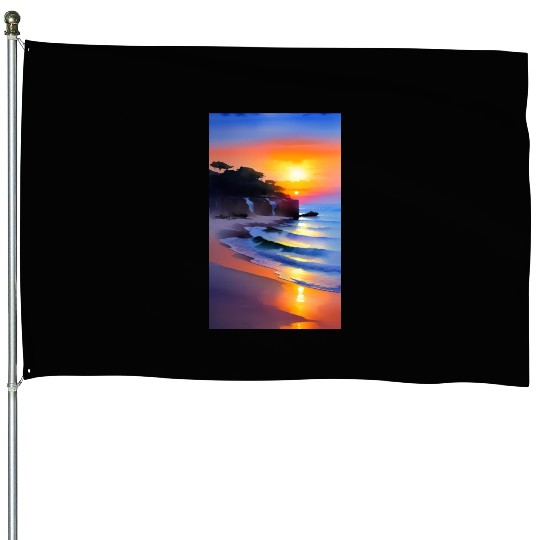 A sunrise with a seaside view House Flags