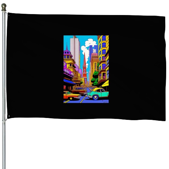 "Maximalist Chaos: chaotic stunning San Francisco House Flags