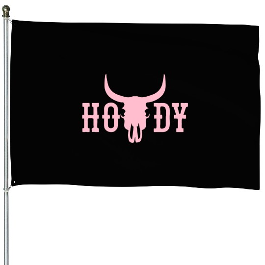 Howdy Cow Skull Western Cowboy Cowgirl Rodeo Howdy House Flags