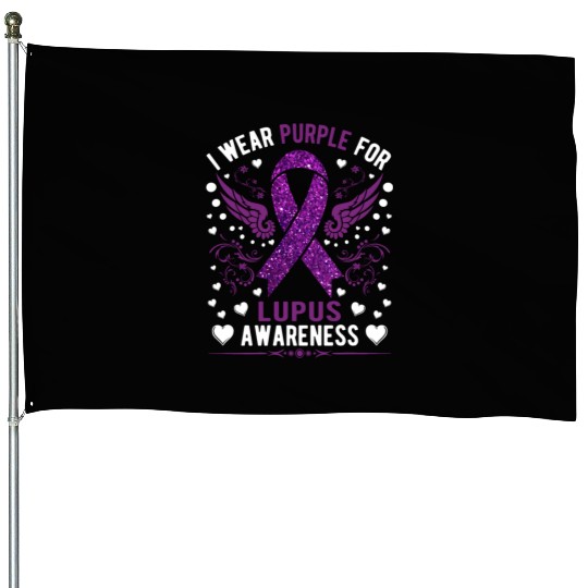 I Wear Purple For Lupus Awareness Month Men Women House Flags