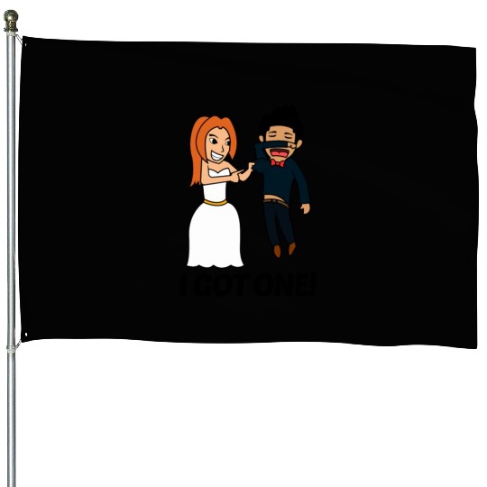 FUNNY BRIDE TO BE I BRIDE SQUAD JUST MARRIED GIFT House Flags