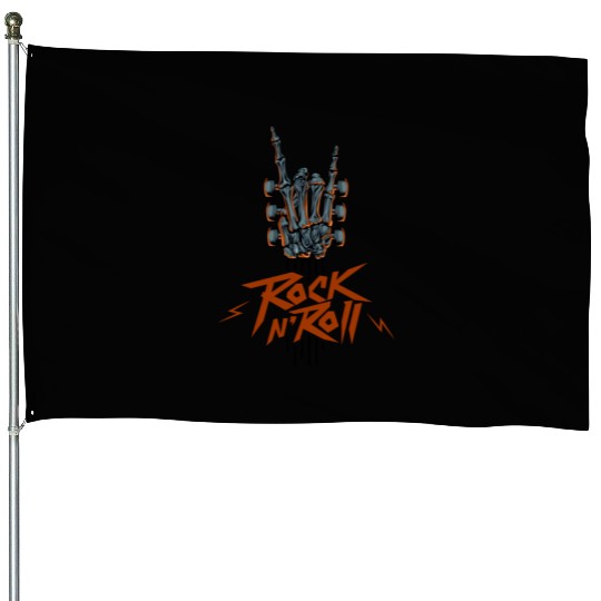 Guitar Neck Skeleton Hand Rock And Roll Guitar House Flags
