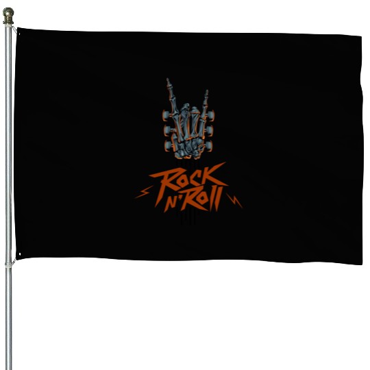 Guitar Neck Skeleton Hand Rock And Roll Guitar House Flags