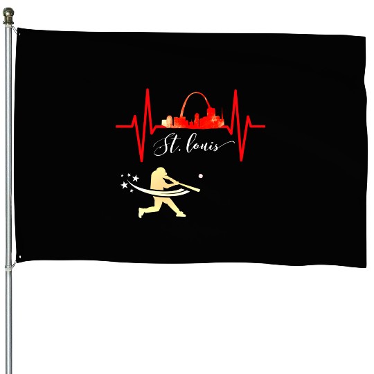 Saint Louis Red Cardinal Dress Heartbeat Baseball House Flags