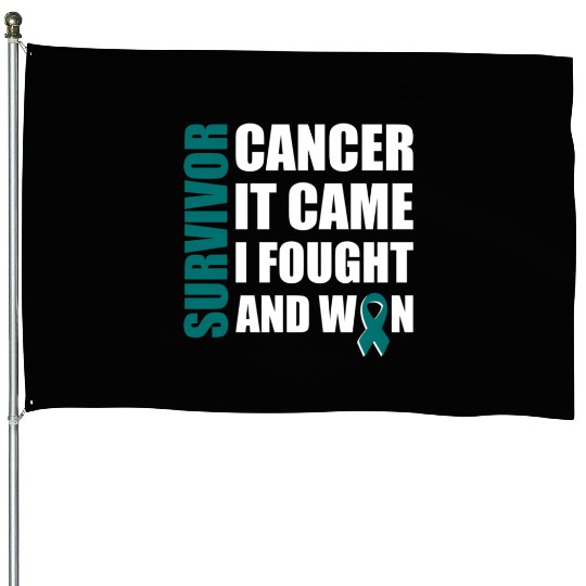 Ovarian Cancer Fight Cancer Ribbon House Flags