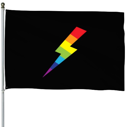 Awesome Rainbow Lightning Bolt Print House Flags