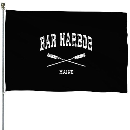 Bar Harbor Maine Nautical Crossed Oars House Flags