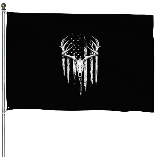 Deer Hunting American Flag Bowhunting Whitetail Bo House Flags