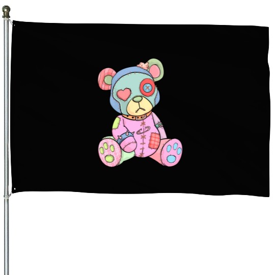 Pastel Goth Teddy Bear Japanese Anime Kawaii Menhe House Flags