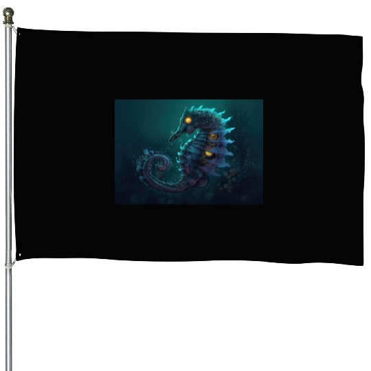 Neon Shark Attack House Flags