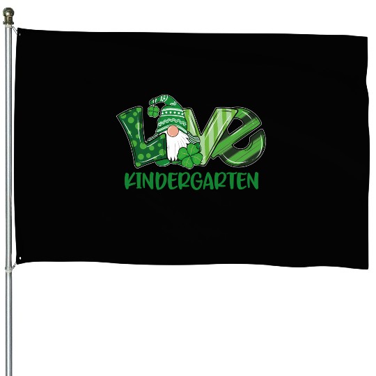 Love Gnome Kindergarten St PatricDay Teacher Or St House Flags