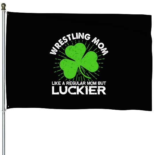 Wrestling Mom St Patrick'S Day Lucky Irish Mama House Flags