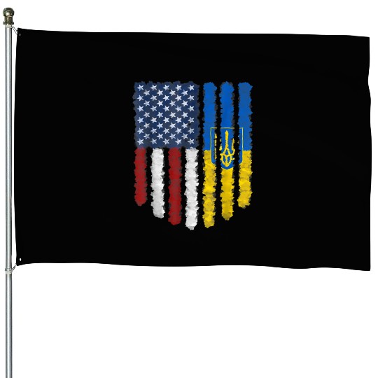 Ukrainian American Flag Ukraine Usa America Roots House Flags