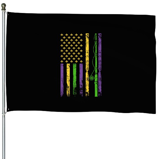 American Sports Flag Fishing Rod Sporty Mardi Gras House Flags